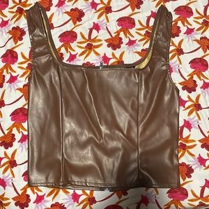 faux leather top